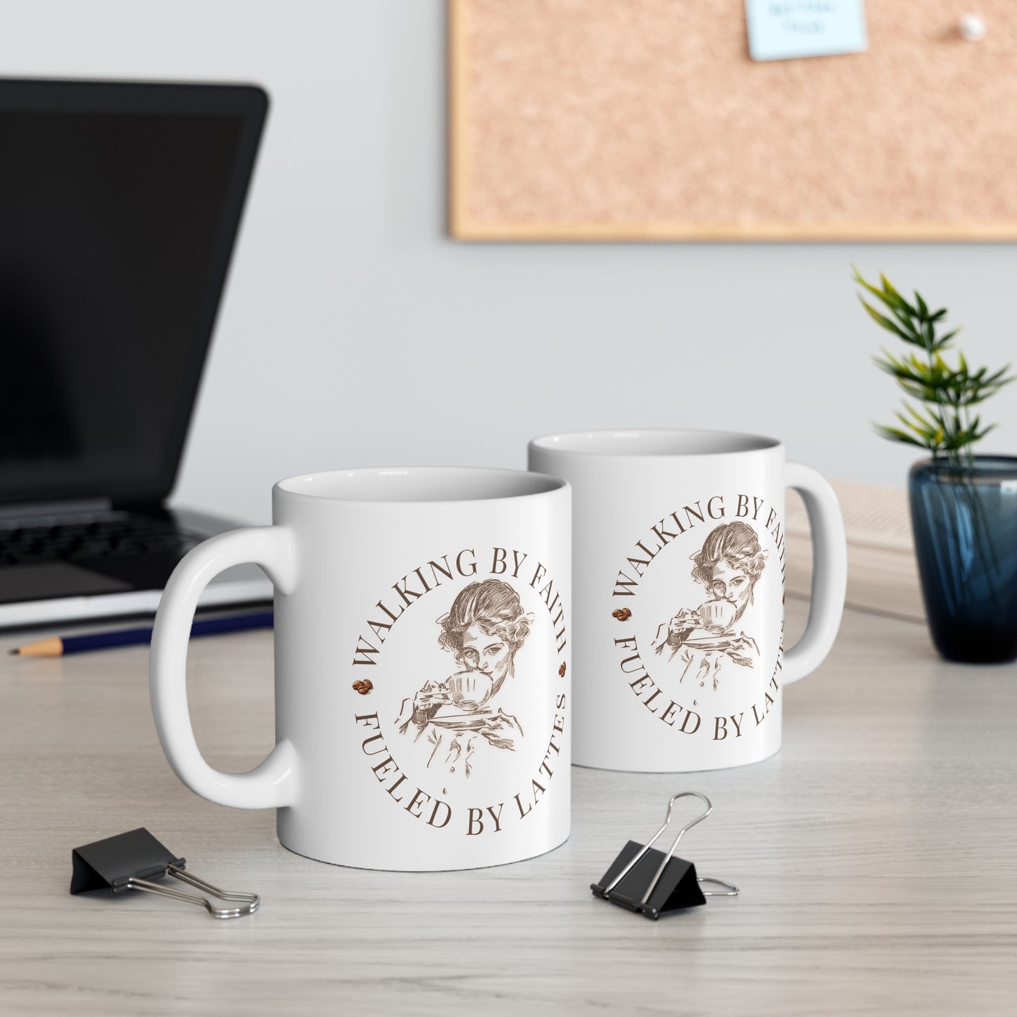 Faith & Lattes Mug — "Walking by Faith, Fueled by Lattes" 11oz Ceramic Coffee Cup